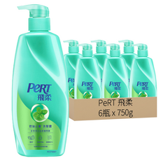 PeRT 飛柔 控油止癢洗髮乳 薄荷, 讓頭髮輕鬆柔順，醒來就能順滑甩動，隨時出門, 750g, 6瓶