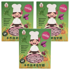 港媽私房手作 蔬果造型蝴蝶麵 火龍果紫薯口味 全素可食, 90g, 3盒