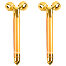 Panatec 沛莉緹 24K金雙滾輪按摩美容棒, 3D V型滾輪, 360°滾動提拉, 2個