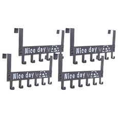 妃妃嚴選 太空鋁門後掛鈎 加長6鈎 - 堅固安裝 強力承重, 經典黑, 4個