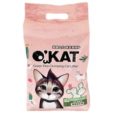 O'KAT 美喵人生 條狀豌豆凝結砂, 100%天然可生物分解豌豆纖維, 低粉塵, 6L, 清新馬鞭草, 1包