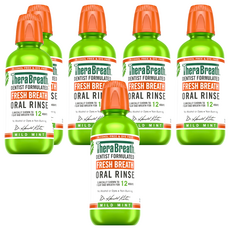 TheraBreath 漱口水 溫和薄荷, 清新口氣長達12小時，無酒精, 473ml, 6瓶