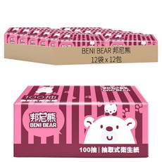 BENI BEAR 邦尼熊抽取式衛生紙, 100抽12包6袋/箱, 12包, 12袋