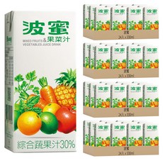 波蜜 果菜汁 鋁箔包 還原蔬果汁30%, 330ml, 96入