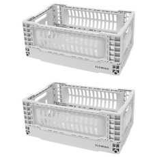 SLOWER 折疊收納籃 Bask, 三種尺寸 無毒堅韌PP材質 厚實結構, L, 霧白色, 2個