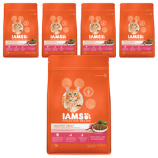 IAMS 愛慕思 健康優活 成貓營養配方乾糧, 鮪魚 + 鮭魚口味, 1kg, 5袋