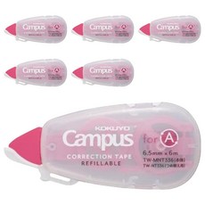 KOKUYO 國譽 Campus 象牙白可替換修正帶A罫 Newtro, 6.5mmx6m, 6個, 粉色