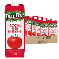 TREE TOP 樹頂 100%純蕃茄汁 晶鑽包, 10瓶, 1L