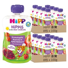 HiPP 喜寶 生機水果趣 石榴覆盆莓 1歲以上, 100g, 16包