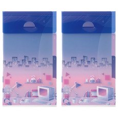 日本 MIDORI 3層安全資料夾 A5, 城市 紫色 + 粉色, 2個