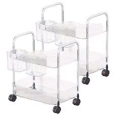 FAmILyLIFE 生活 透明附輪夾縫2層置物架 基本款 附掛籃2個, A-212, 2個