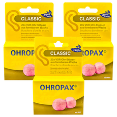 OHROPAX 安耳悠 Classic 柔軟蠟質溫度塑型 貼耳式隔音耳塞 舒適貼合 有效隔音, 3盒