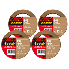 3M Scotch 思高 紙質包裝封箱膠帶 48mm x 36.5m, 棕色的, 4個