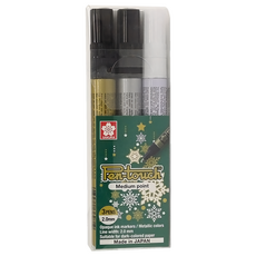 SAKURA 櫻花 油漆筆 中等筆尖 2.0毫米 金屬色 日本製造, 3色, 1組