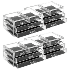 小麥購物 3層4抽屜 可透視桌上化妝品文具收納盒 L1044, 透明色, 4個