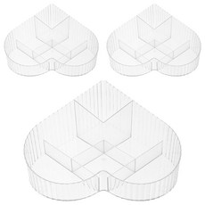 E.dot 心型分格收納盒 PET 厚實耐用, 透明色, 3個