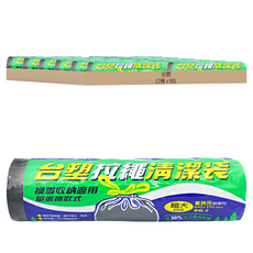 台塑拉繩清潔袋, 超大 90L 25張/超量包，抽取式設計, 12捲