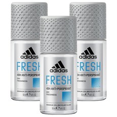 愛迪達 adidas 男性制汗滾珠 勁涼舒爽 50ml 48小時長效制汗 柑橘綠薄荷香氛, 3瓶