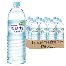 Taiwan Yes 台海生技 深命力 鹼性元素海洋深層水, 1.5L, 12瓶