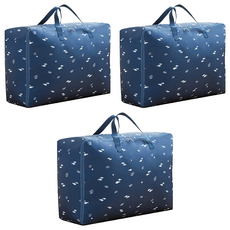 葉子小舖 牛津手提棉被收納袋, 防潮防塵 優質布料 四種尺寸, 藏青魚, 3個, 超大(70 x 50 x 30cm)