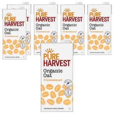 PURE HARVEST 澳洲有機燕麥奶, 無添加糖, 1L, 6瓶