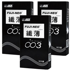 Fuji Latex 纖薄003 保險套 亮黑, 12個, 3盒
