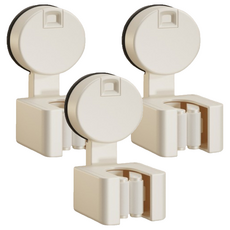 HOUDER 吸盤拖把夾, 3個, 奶白色