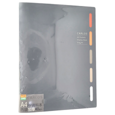珠友文化 A4 PP資料本 內袋加厚 40張 HP-52004-03 310 x 235 x 35mm, 墨灰, 1本