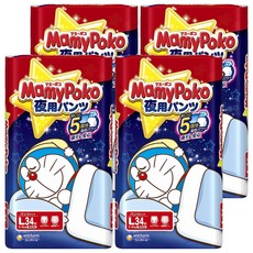 MamyPoko 滿意寶寶 日本境內版 晚安褲 哆啦A夢聯名款 9~15kg, L, 136片