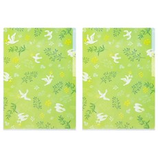 日本 MIDORI 3層資料夾 A4, 白鳥 綠色, 2個