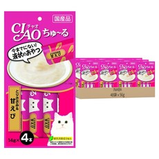 INABA CIAO 啾嚕 肉泥, 雞肉 + 甜蝦, 56g, 48袋