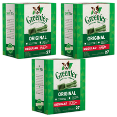 Greenies 健綠 潔牙骨 11~22kg 中型犬專用, 原味, 27oz, 3盒