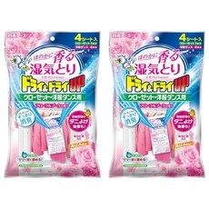 Hakugen Earth 白元 衣櫃用除濕掛片 粉色花香 4片裝 衣物除濕 防霉 除臭 天然成分, 268g, 2包