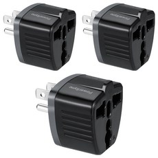 PowerSync 包爾星克 萬國轉換台灣3P插頭 TYAD0, 4.3cm, 黑色, 3個