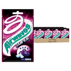 Airwaves Super極酷嗆涼無糖口香糖 超值包 紫冰野莓口味 提神, 62g, 20包