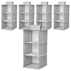 衣櫃收納掛袋 多格收納 獨立空間 承重力強, 27 x 27 x 65.5cm, 三層灰, 5組