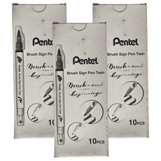 Pentel 飛龍文具 Brush Sign Pen Twin 雙頭柔繪筆 SESW30C-T, 1色, 3盒