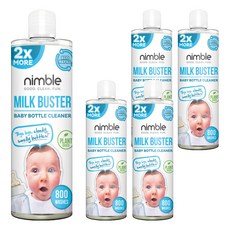 Nimble 靈活寶貝 Milk Buster 奶瓶清潔劑 補充瓶, 植物基底配方, 400ml, 5瓶