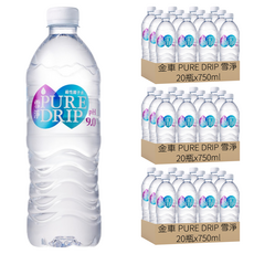 金車 PURE DRIP 雪淨 鹼性離子水, 750ml, 60瓶