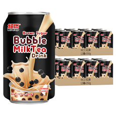 RICO 紅牌 珍奶 療癒系 黑糖撞奶 台灣經典風味 方便攜帶, 350g, 24罐