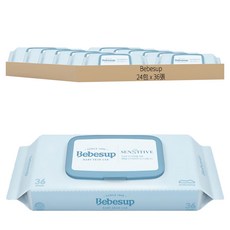 Bebesup 嬰兒用濕紙巾，敏感肌適用，輕巧包 36抽，12包裝, 36張, 24包, 65g