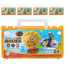 SIMBALION 雄獅 奶油獅 BLM 透明盒彩色筆 24色 姓名標籤 手提式設計 色彩豐富鮮豔 方便收納, 5盒