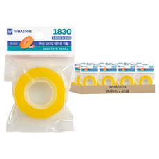 WHASHIN 膠帶替換芯 1830 30m x 18mm, 透明色, 40個