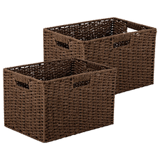 編織收納籃23.5L 居家收納整理置物籃, 38 x 26 x 24 cm, 咖啡色, 2個