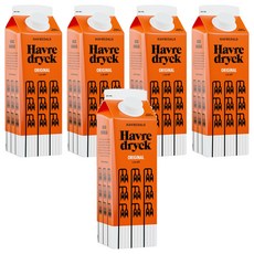HAVREDALS 原味燕麥奶, 100%瑞典燕麥, 無糖分添加, 不含乳糖, 1L, 5瓶