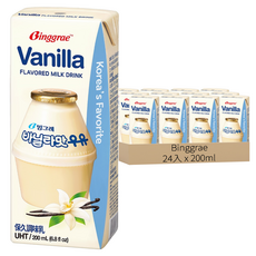 Binggrae 香草牛奶, 韓國國民飲品, 60%生乳量, 200ml, 24入