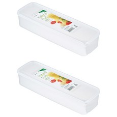 inomata長型保鮮盒 上蓋易開封 密封設計適合食品收納 適用麵條、蔬菜, 29 x 9.3cm 1.1L, 2個