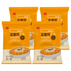 YOPOKKI 起司味炒年糕拉麵 (兩人份), 韓國最道地小吃, 有嚼勁的年糕搭配Q彈泡麵, 260g, 4包