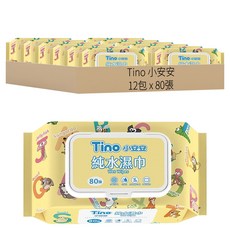 Tino 小安安 純水濕巾 80抽 x 12包 Set, 1入