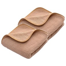 小麥購物 C549菠蘿格珊瑚絨浴巾 卡其棕色 - 柔軟親膚、吸水速乾, 2入